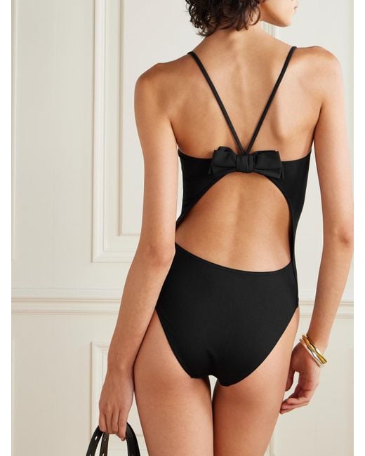 Eres Black Dandy Bow-Detailed Open-Back Swimsuit