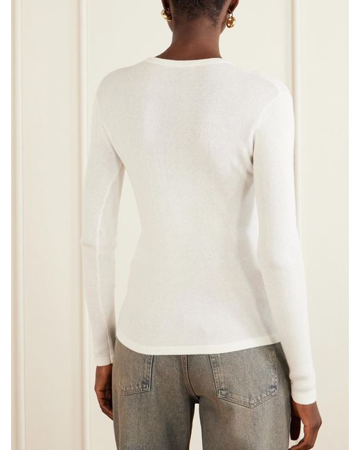 Lisa Yang Natural Vivian Cotton And Cashmere-Blend T-Shirt