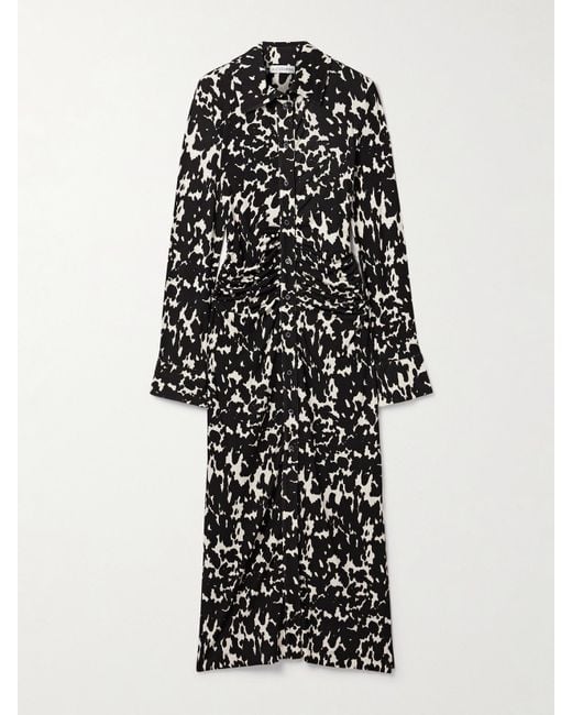 Altuzarra Claudia Ruched Printed Crepe-Jersey Midi Dress in White | Lyst