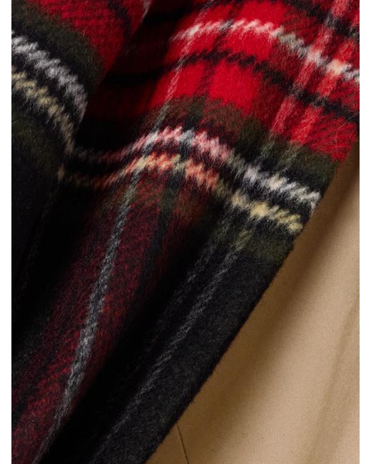 Marie Adam-Leenaerdt Natural Oversized Checked Scarf-Detailed Cotton-Gabardine Coat