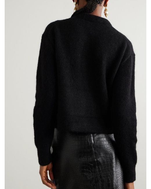 Anine Bing Black Rhodes Bow-Detailed Alpaca-Blend Cardigan