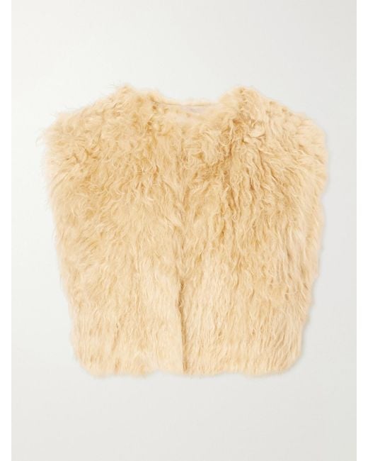 Isabel Marant Natural Florana Cropped Shearling Vest