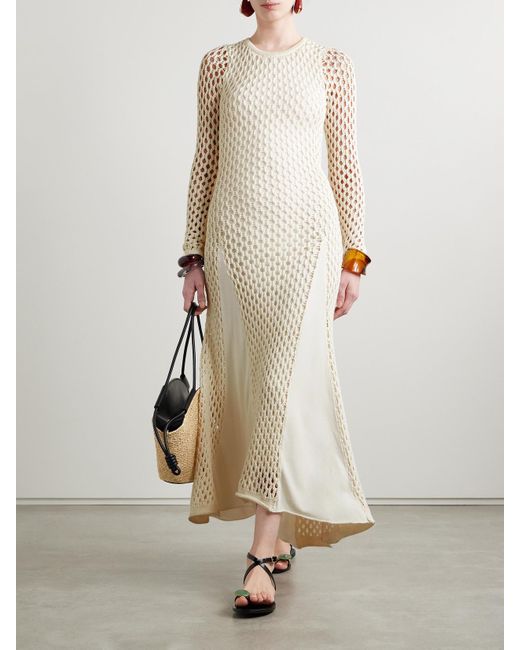 DIOTIMA Natural Anansi Maxikleid Aus Häkelmaterial Und Stretch-Strick