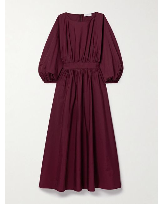 Robe Midi En Popeline De Coton À Fronces Ahmose Gabriela Hearst en coloris Purple