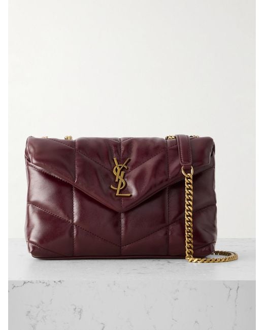 Saint Laurent Purple Puffer Toy Mini Schultertasche Aus Gestepptem Leder