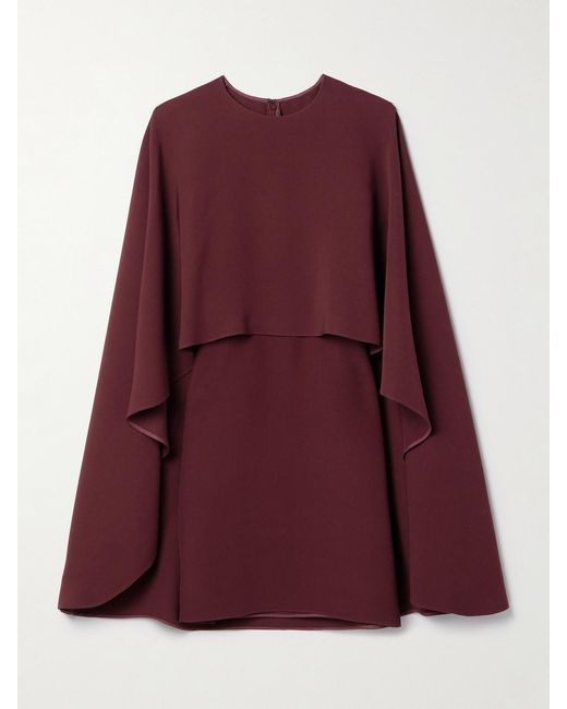 Valentino Garavani Purple Cape-Effect Silk-Crepe Mini Dress