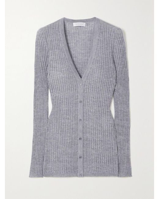 Gabriela Hearst Gray Emma Pointelle-Knit Cashmere And Silk-Blend Cardigan