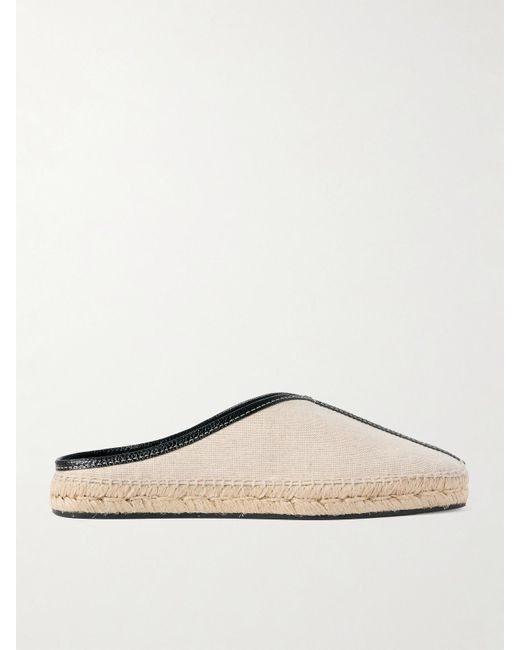 Totême  Natural Leather-Trimmed Canvas Slippers