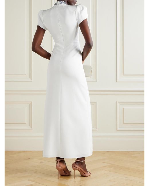 Jenny Packham White Robe Aus Crêpe Mit Kristallen