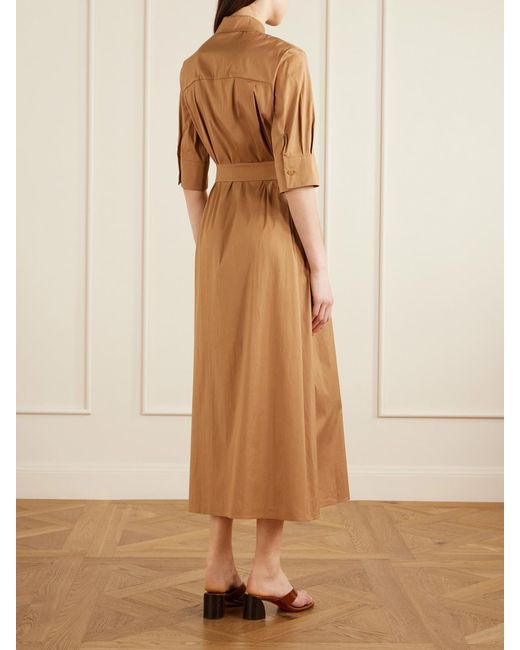 Max Mara Natural Beachwear Cotton-Blend Poplin Midi Dress