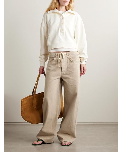 Citizens of Humanity Natural Mirelle Cropped Cotton-Jersey Sweatshirt