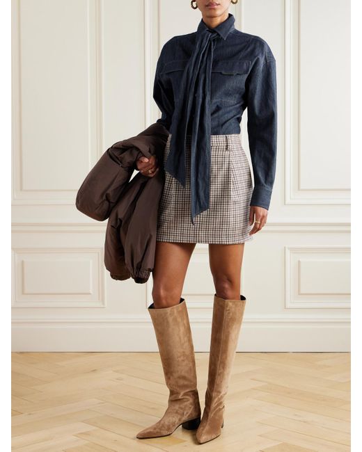 Brunello Cucinelli Blue Jeanshemd Mit Schluppe Und Zierperlen