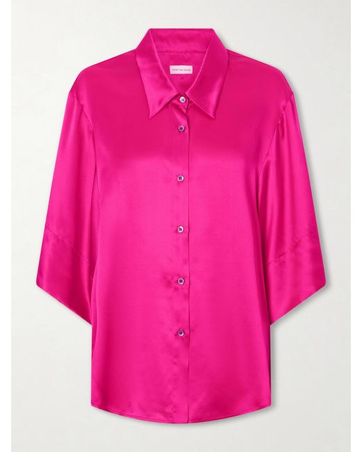 Dries Van Noten Pink Clea Silk-Satin Blouse