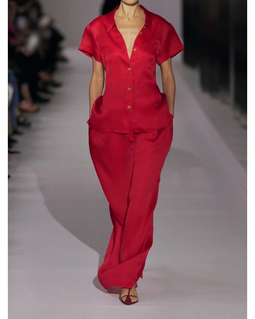 Khaite Red Keefe Silk-Organza Shirt