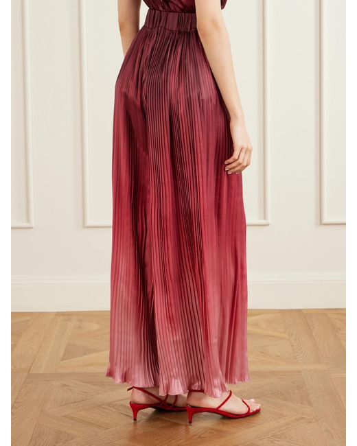 Dima Ayad Red Ombré Plissé-Taffeta Wide-Leg Pants