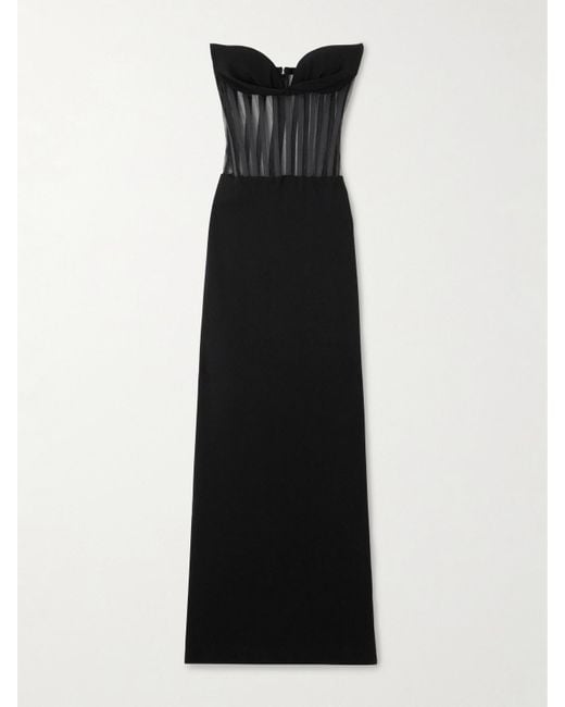 Monot Black Trägerlose Robe Aus Crêpe Und Mesh