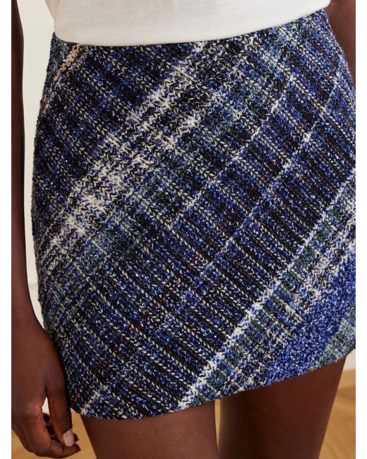 Missoni Blue Striped Metallic Crochet-Knit Mini Skirt