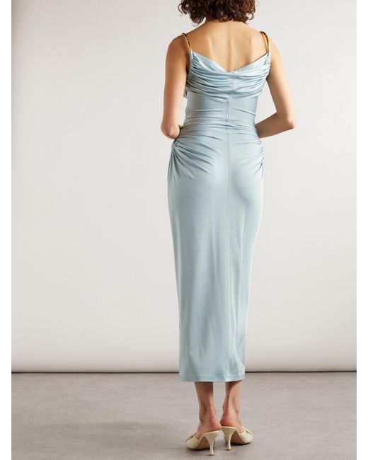Bottega Veneta Blue Cutout Crepe Midi Dress