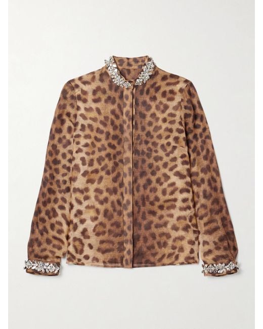 Chemisier En Organza De Lin Et De Soie Mélangés À Imprimé Léopard Crush Zimmermann en coloris Brown