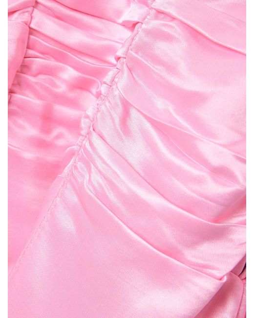 Jil Sander Pink Open-Back Ruched Pleated Satin Gown