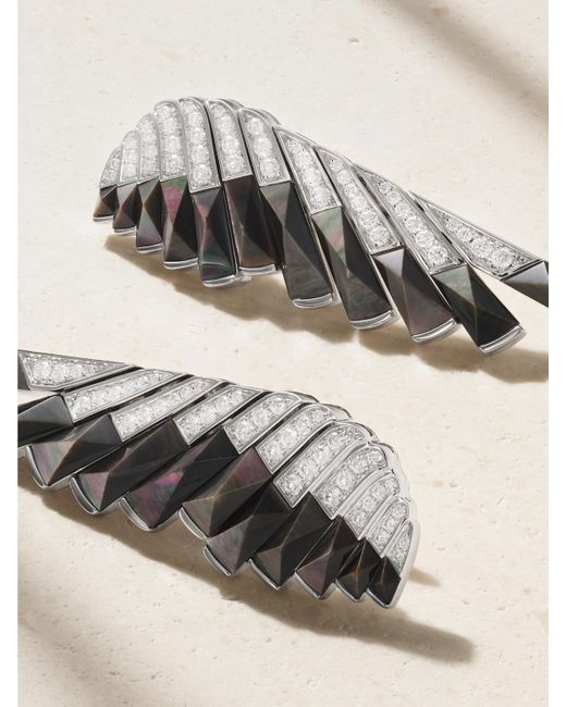 Garrard Natural Wings Rising 18-Karat, Mother-Of-Pearl And Diamond Earrings