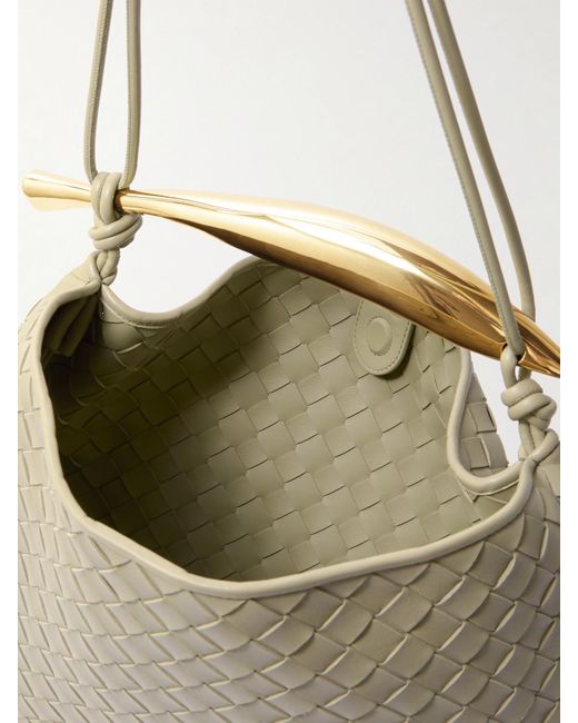 Bottega Veneta Gray Sardine Medium Intrecciato Leather Shoulder Bag