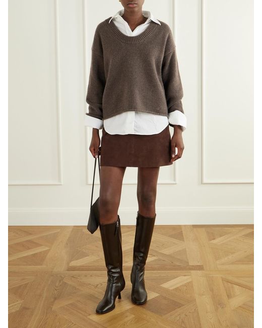 Aeyde Black Catherine 65 Leather Knee Boots