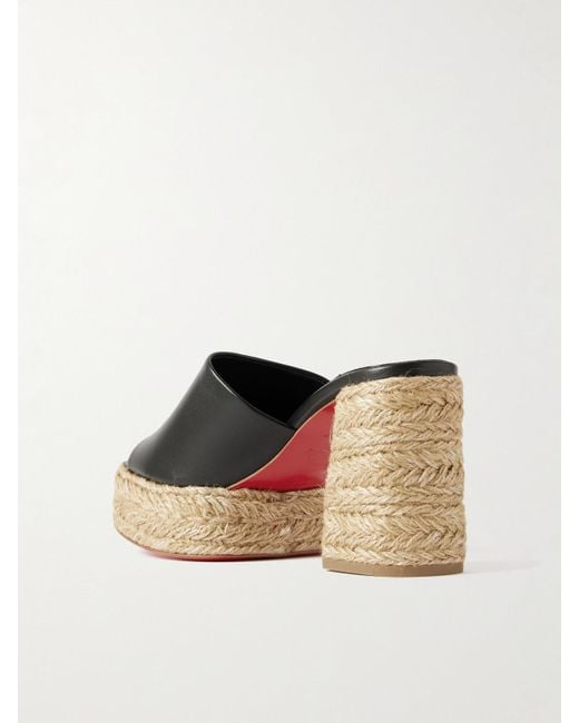 Christian Louboutin Natural Calakala 85 Mules Aus Leder Mit Espadrille-Plateausohle