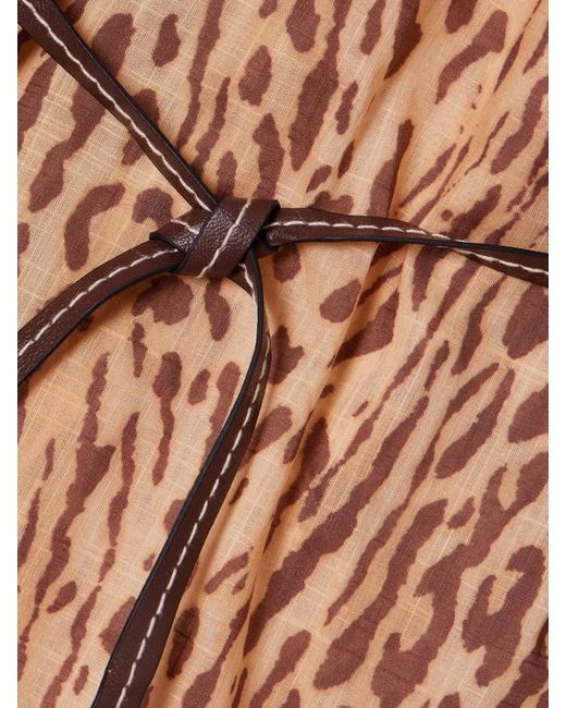 Zimmermann Natural Cascadian Tunika Aus Baumwoll-Voile Mit Leopardenprint Und Bindegürtel