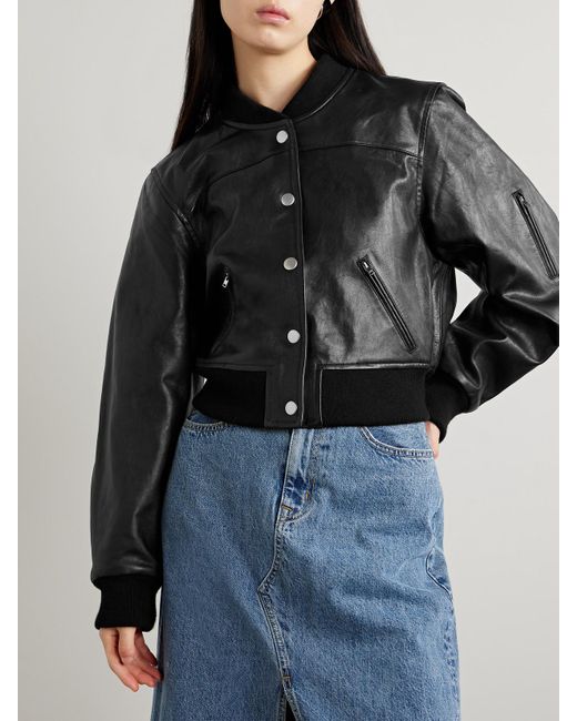 Isabel Marant Black Adriel Leather Bomber Jacket