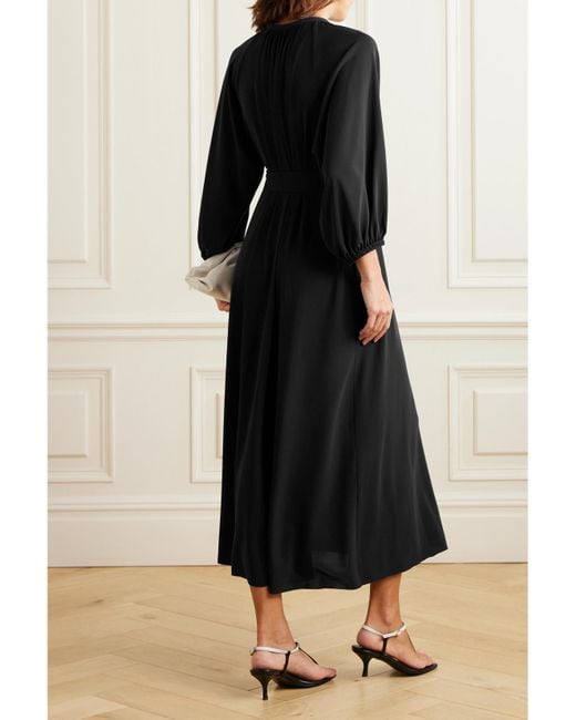 Eres Black Adela Midikleid Aus Stretch-Jersey Mit Bindegürtel Und Raffungen