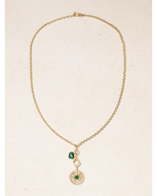 Sydney Evan Natural Open Icon 14-Karat, Malachite And Diamond Necklace