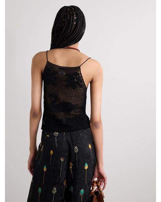 Bode Black Mansfield Tanktop Aus Einer Gehäkelten Baumwoll-Leinenmischung