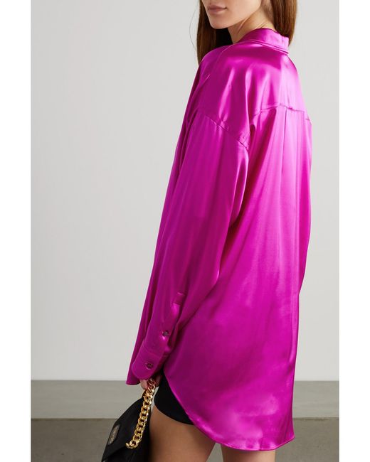 Tom Ford Pink Oversized Silk And Lyocell-Blend Satin Shirt