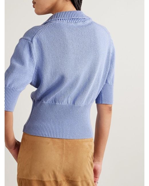 Proenza Schouler Blue Reeve Cotton-Blend Polo Sweater