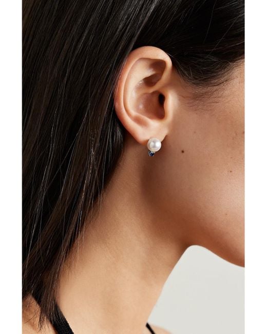 Mikimoto Natural 18-Karat, Pearl And Sapphire Earrings