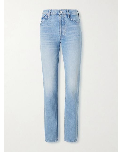Mother Blue The Tomcat Skimp High-Rise Straight-Leg Jeans