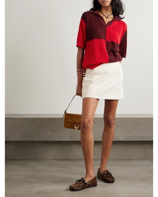 Bode Red Zweifarbiges Oversized-Polohemd Aus Baumwolle