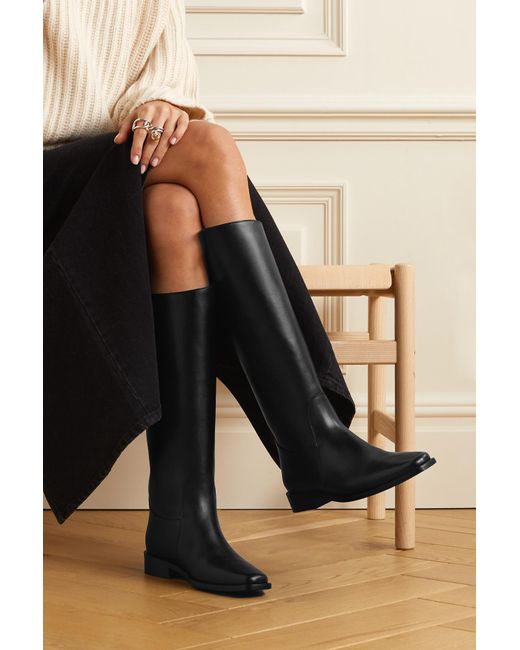 Khaite Wooster Leather Knee Boots in Black | Lyst