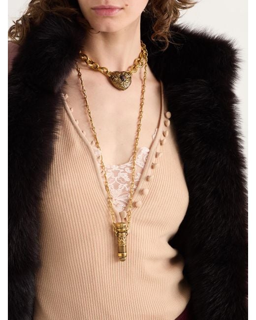 Chloé Metallic Goldfarbene Kette Mit Harz