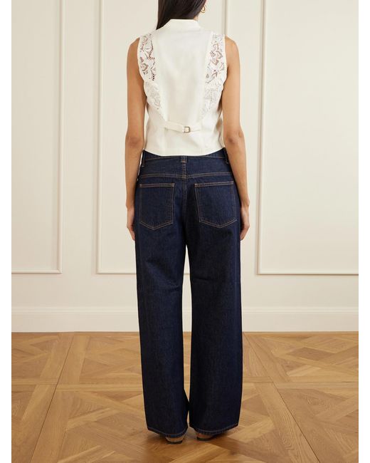 Maison Mayle Natural Ines Lace-Trimmed Wool-Twill Vest