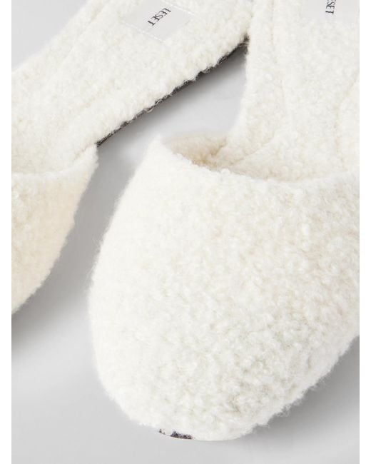 Leset Natural Romy Wool And Cashmere-Blend Bouclé Slippers