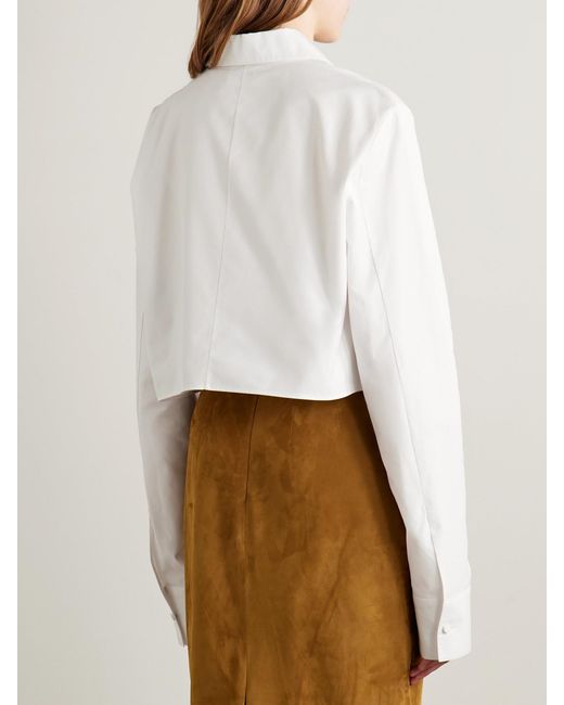 Khaite White Jasen Cropped Oxford Shirt