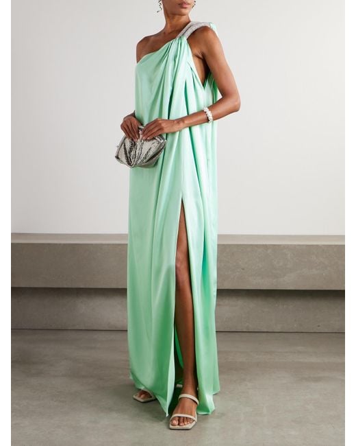 Stella McCartney Green Embellished Draped Satin Gown