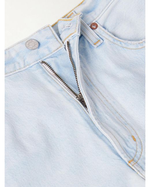 Agolde Blue Low Curve Halbhohe Jeans Mit Weitem Bein Und Fransen