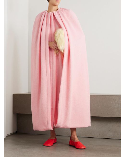 Jil Sander Pink Cape-Effect Draped Wool-Blend Coat