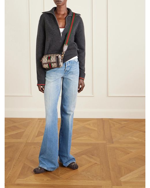 Gucci Natural Ophidia Mini Leather-Trimmed Printed Coated-Canvas Messenger Bag
