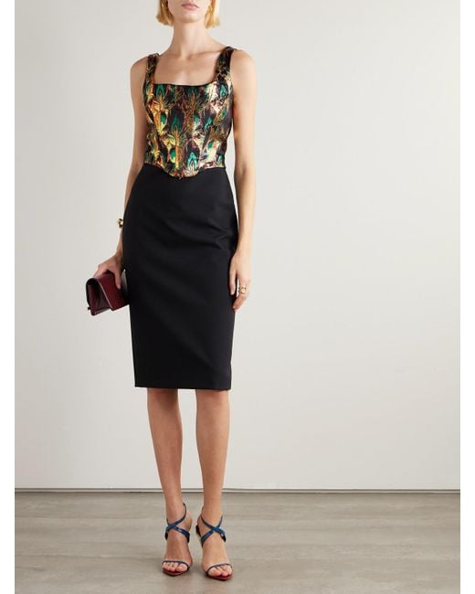 Mary Katrantzou Gray Metallic Jacquard Blouse