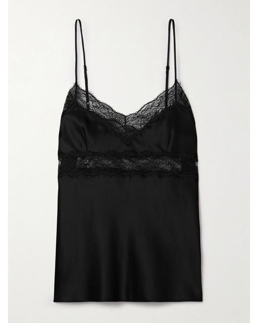 Nili Lotan Black Felicie Lace-Trimmed Silk-Charmeuse Camisole