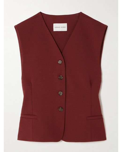 Loulou de Saison Red Teora Weste Aus Stretch-Wolle